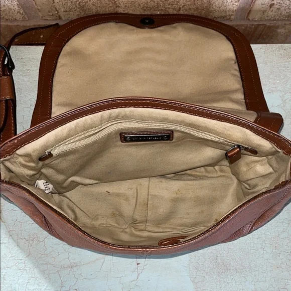 Banana Republic Tan Leather Crossbody Bag Satchel Preppy Capsule - Picture 4 of 6